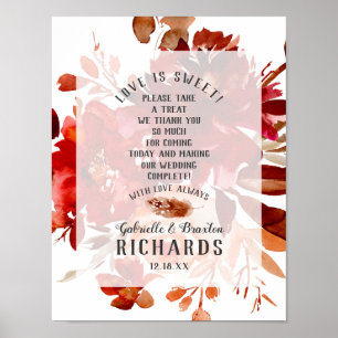 Rustic Beauty Fall Kärlek är Sweet Treat Bord Sign Poster