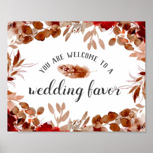 Rustic Beauty Gräns Wedding Favor Bord-tecken Poster