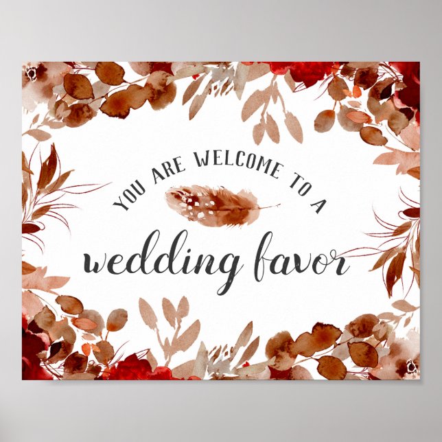 Rustic Beauty Gräns Wedding Favor Bord-tecken Poster (Framsidan)