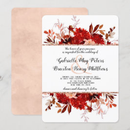 Rustic Beauty Ro Guld Blommigt Framework Bröllop Inbjudningar