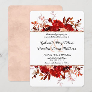 Rustic Beauty Ro Guld Blommigt Framework Bröllop Inbjudningar