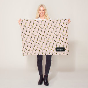 Rustic Bee Flicka Blanket med eget namn Fleecefilt