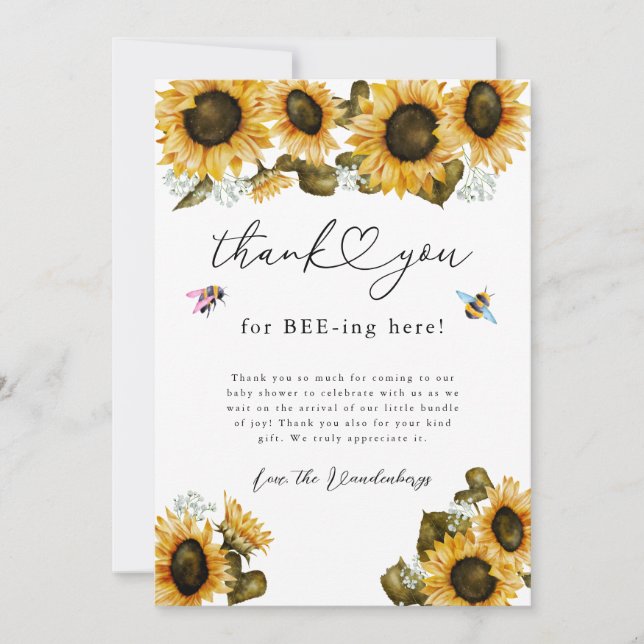 Rustic Bee Gender Reveal Tack Kort (Framsida)