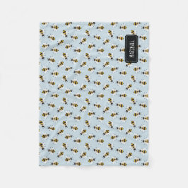 Rustic Bee Pojke Blanket med eget namn Fleecefilt