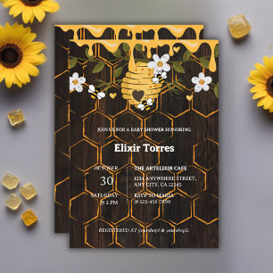 Rustic Beehive Honeybees Baby Shower Inbjudningar