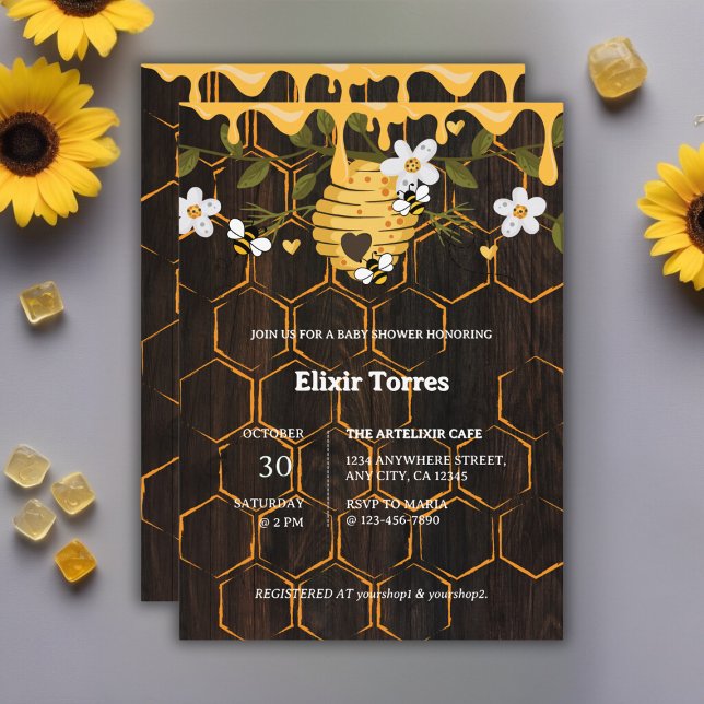 Rustic Beehive Honeybees Baby Shower Inbjudningar (Skapare uppladdad)