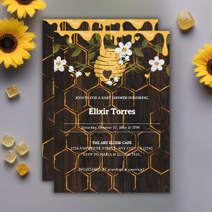 Rustic Beehive Honeybees Baby Shower Inbjudningar