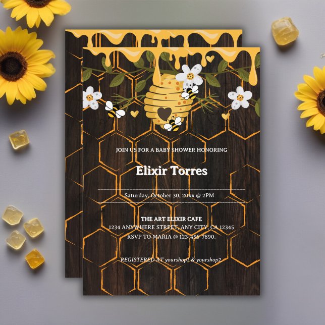 Rustic Beehive Honeybees Baby Shower Inbjudningar (Skapare uppladdad)