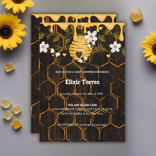Rustic Beehive Honeybees Baby Shower Inbjudningar