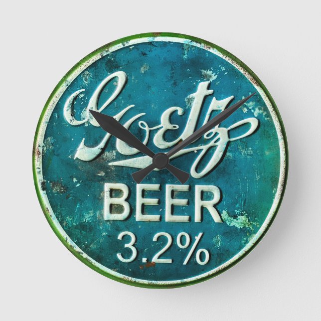 Rustic Beer Flaska Cap Rund Klocka (Framsida)