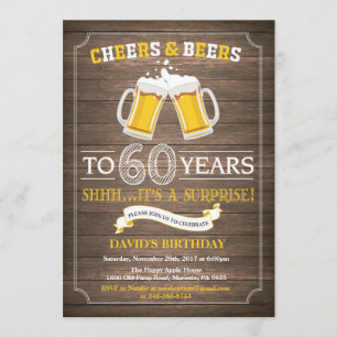 Rustic Beer Surprise 60:e födelsedagsinbjudan Inbjudningar