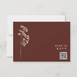 Rustic Beet Red Gypsophila QR Code Bröllop OSA Kort