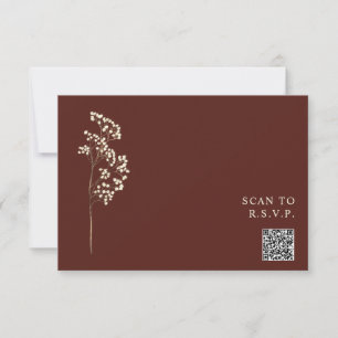 Rustic Beet Red Gypsophila QR Code Bröllop OSA Kort
