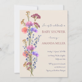 Rustic Beige Acrylic Blommigt Bouquet Baby Shower Inbjudningar