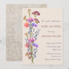 Rustic Beige Acrylic Blommigt Bouquet Baby Shower Inbjudningar