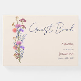 Rustic Beige Acrylic Blommigt Bröllop med Jute Gästböcker