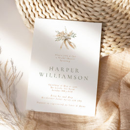 Rustic Beige Blommigt Bouquet & Bow Möhippa Inbjudningar