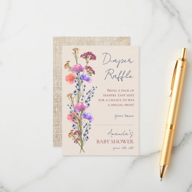 Rustic Beige Blommigt för akryl Raffle Tilläggskort (Fram/Back In Situ)