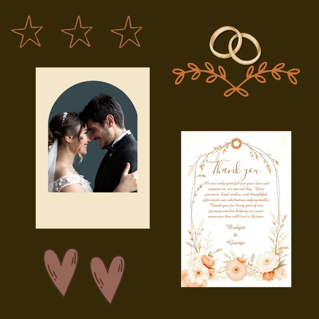 Rustic Beige Botanical Bröllop & Photo Tack Kort (Skapare uppladdad)