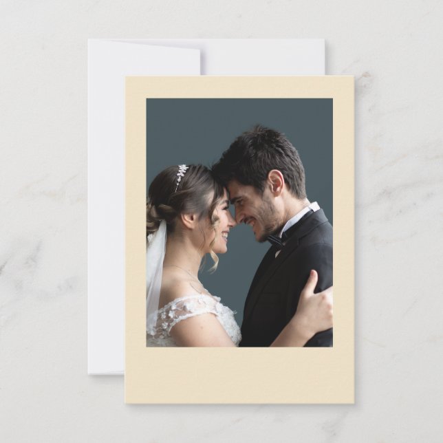 Rustic Beige Botanical Bröllop Tack Kort (Framsida)