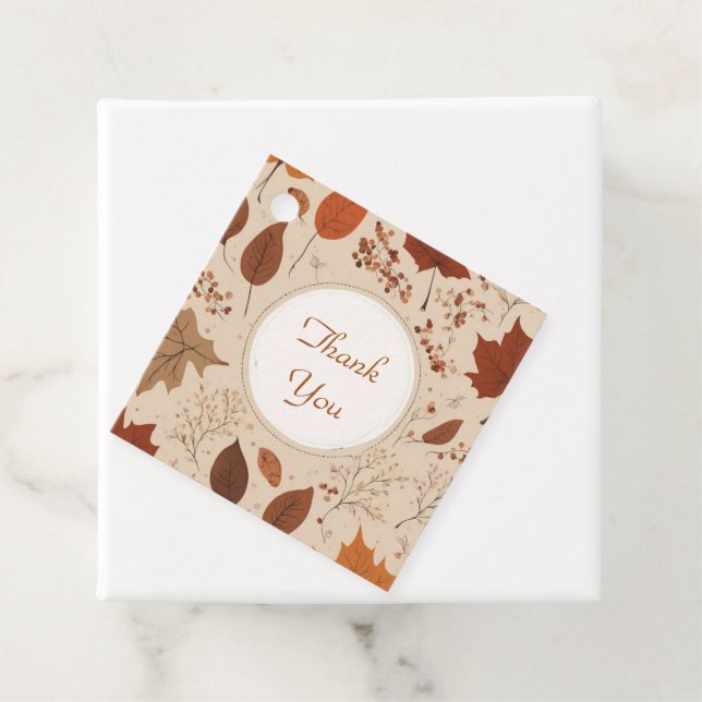 Rustic Beige Brown Maple Löv Hösten Bröllop Gåvor Etiketter (På plats)