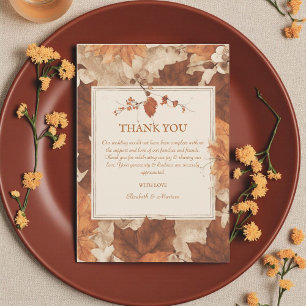 Rustic Beige Brown Maple Löv Hösten Bröllop Tack Kort