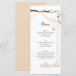 Rustic Beige Drapp Träd Gren Bröllop Menu Meny