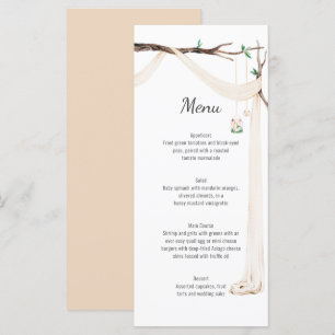 Rustic Beige Drapp Träd Gren Bröllop Menu Meny