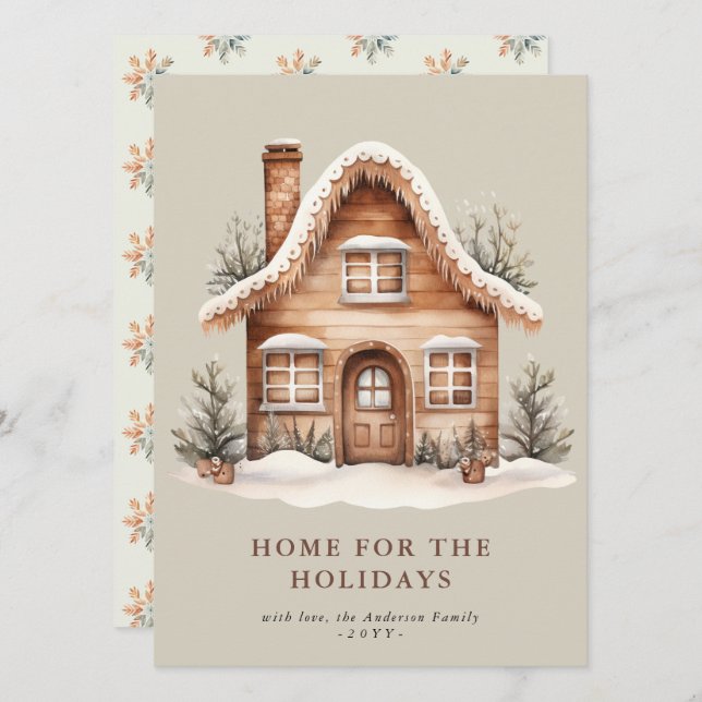 Rustic Beige Home for Helgdagars Flat Helgdag Card Julkort (Fram/baksida)