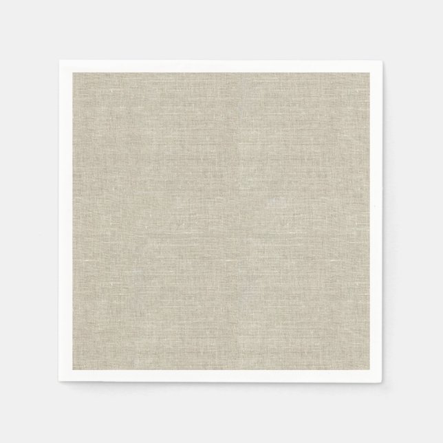 Rustic Beige Linen Prated Pappersservett (Framsidan)