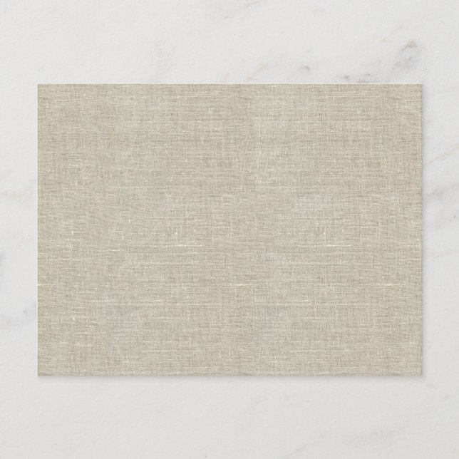 Rustic Beige Linen Prated Vykort (Framsida)
