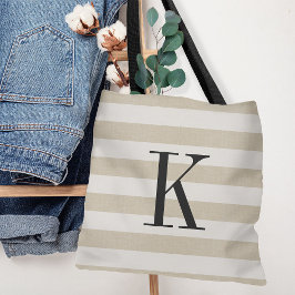 Rustic Beige och Ivory Rand Large Monogram Tygkasse
