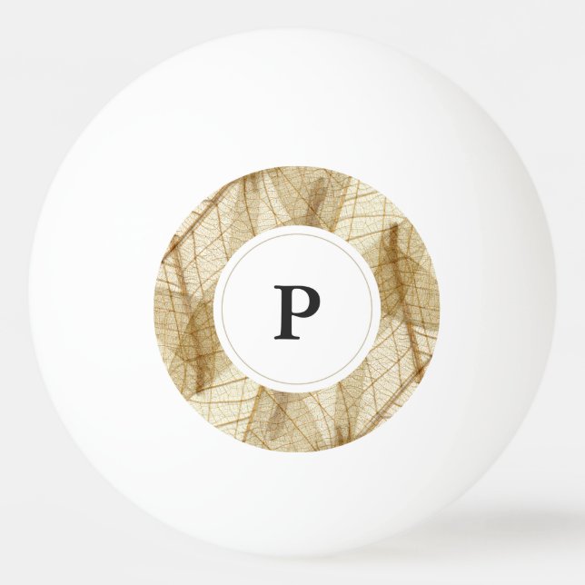 Rustic Beige Snöre Lövs Pingisboll (Framsidan)