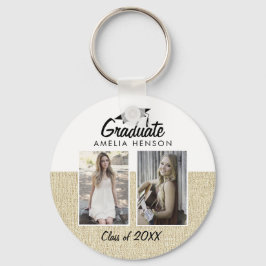 Rustic Beige Student klass 2 Fotokollage Nyckelring