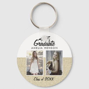 Rustic Beige Student klass 2 Fotokollage Nyckelring