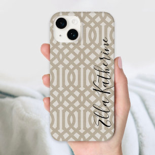Rustic Beige Trellis Monogram