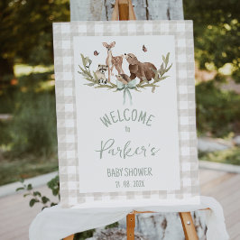 Rustic Beige Woodland Baby Shower Welcome Sign Fototryck