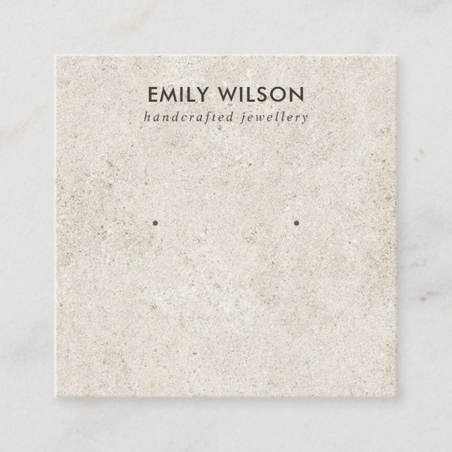 RUSTIC BENVIT STUCCO STUD EARRING VISNING CARD FYRKANTIGT VISITKORT (Framsida)