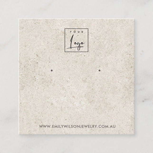 RUSTIC BENVIT STUCCO STUD EARRING VISNING CARD FYRKANTIGT VISITKORT (Framsida)