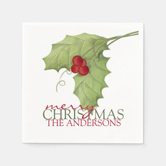 Rustic Berries Botanical Greenery Anpassningsbar F Pappersservett (Framsidan)