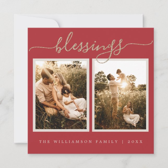 Rustic Berries Sprig julfotoport, Helgdag Julkort (Framsida)