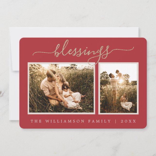 Rustic Berries Sprig julfotoport, Helgdag Julkort (Framsida)