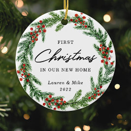 Rustic Berry-andedräkten Första jul i New Home Julgransprydnad Keramik