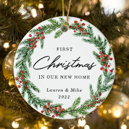 Rustic Berry-andedräkten Första jul i New Home Julgransprydnad Keramik