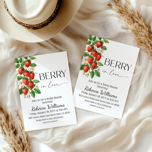 Rustic Berry in Love Strawberry Bridal Shower Inbjudningar (Skapare uppladdad)