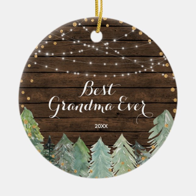 Rustic Best Grandma All Personlig Ornament (Framsidan)
