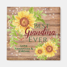 Rustic Best Grandma Blommigt Solros Magnet