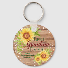 Rustic Best Grandma Blommigt Solros Nyckelring