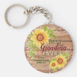 Rustic Best Grandma Blommigt Solros Nyckelring
