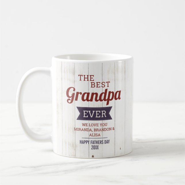 Rustic Best Grandpa Far's Day Photo Kaffemugg (Vänster)